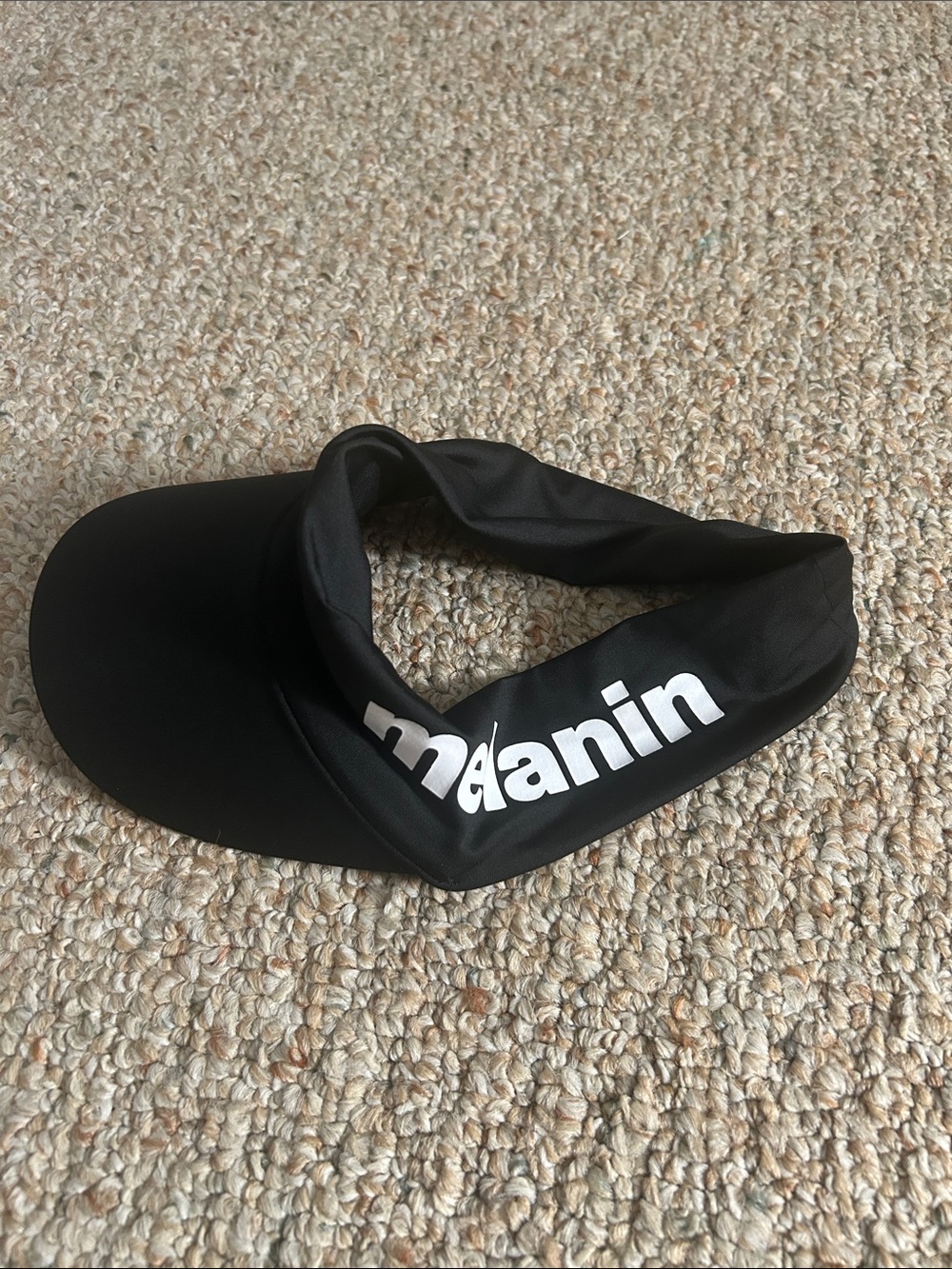 Black Visor Headband with White 'melanin' Print